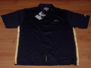 San Diego Chargers Dress Polo Shirt Large Full Button Up Navy Embroidered NFL - Picture 1 of 3