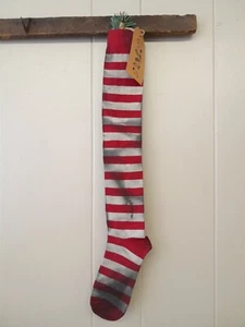 Primitive Grungy Fabric Striped Stockings Christmas Cabin - Picture 1 of 5