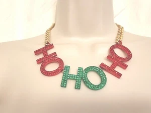 Betsey Johnson Ho Ho Ho Red & Green Rhinestone Collar Statement Necklace NWT - Picture 1 of 9