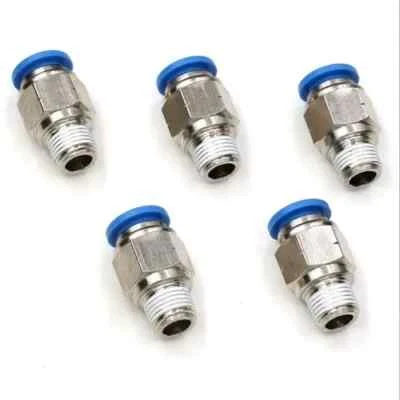 5 Pcs, Pneumatic 10mm OD Tube x 1/8" NPT Male Connector Push Fitting - Image 1 of 4