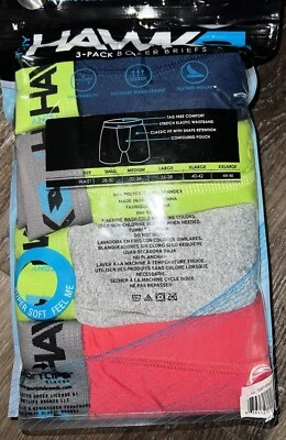 HAWK ~ 4-Pair Mens Boxer Brief Underwear Polyester Blend Stretch (A) ~ M - Image 1 of 3