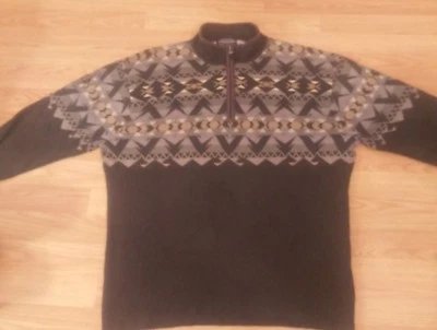 Dashing Pendleton Sweater, Native Geometric Design, Cotton, Gray - Men's L, zip - Image 1 of 4