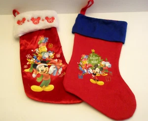 Disney Mickey Mouse Christmas Stockings Donald Duck Pluto Goofy Set of 2 EUC - Picture 1 of 4