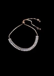 Luxury full Zircon 18k rose gold plated women's bracelet elegant evening wedding - Picture 1 of 7