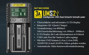 Nitecore UMS2 - USB Ladegerät für Li-Ion, LiFePo4, Ni-MH, Ni-CD Akkus - Bild 1 von 1