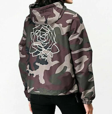 Cortavientos con capucha para mujer Obey Mira Rosa camuflado talla M NUEVO Shepard Fairey Foto 1 de 4