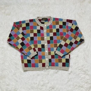 Vintage Eddie Bauer Sweater Women Large Knit Colorful Patchwork Cardigan - Picture 1 of 7