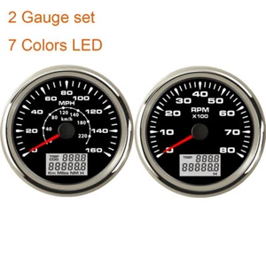 2 Gauge Set 160MPH GPS Speedometer 8000rpm Tachometer 7 Color Backlitht US STOCK - Imagen 1 de 8