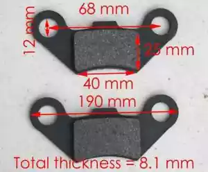 Coleman AT125-EX, AT125-UT, ATV REAR Disc Brake Pads - Picture 1 of 3