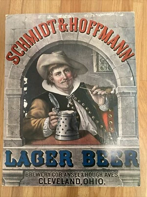 Tablero de carteles de cerveza Schmidt & Hoffmann Lager - 1974 Somerset Press Inc. 19x24 pulgadas Foto 1 de 4