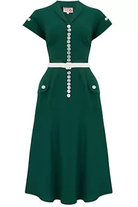50er Jahre retro Hemdblusenkleid Vintage style Kleid grün - Picture 1 of 6