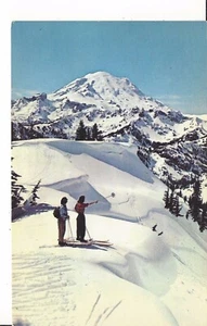 MOUNT RANIER, WASHINGTON POSTKARTE SKIFAHRER Naches Pass - Bild 1 von 2