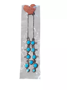 Turquoise Squash Blossom Pendant Necklace Western Chunky Copper Vintage Style Ne - Picture 1 of 7