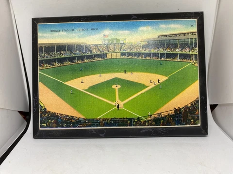 5' x 7" Wooden Picture of Briggs Stadium in Detroit Cover