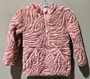 All in Motion Girls' XL 14 Pink Zebra Print Faux Fur Fleece Quarter Zip Hoodie - Picture 1 of 7