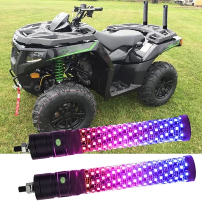 Par de antenas espirales de luz LED gruesa RGB de 1 pie para Arctic Cat Alterra ATV UTV Foto 1 de 4