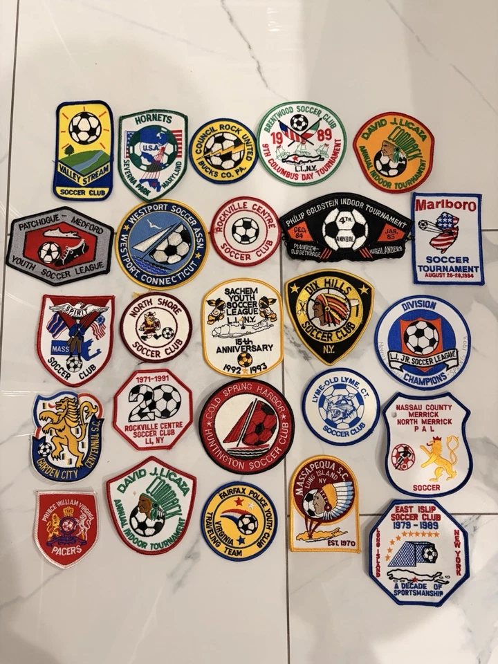 Lote de 25 parches de fútbol de viaje de colección - equipos mixtos de Long Island, Nueva York, etc. *D* Foto 1 de 1