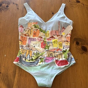 Boden One Piece Placement Print Swimsuit Surf, Rainbow Village Size 16-18 NWT - Picture 1 of 9