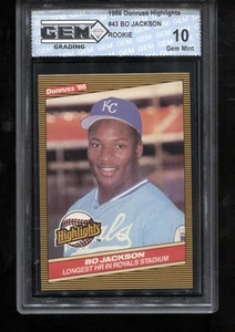 Bo Jackson Rookie 1986 Donruss Highlights #43 RC Card MLB Royals GEM MINT 10 - Picture 1 of 2