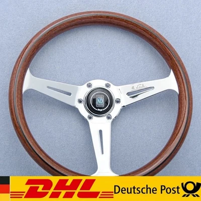 NARDI Classic 350mm Steering Wheel Mahogany Wood with Chrome Finish DE - Bild 1 von 4
