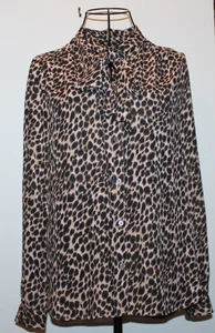 Animal Print Blouse J Crew Top Attached Scarf Tie XXS/S Button Up Blouse - Bild 1 von 7