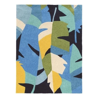 Linon Trio Tropic Hand Tufted Polyester 1'10"x2'10" Rug in Blue - Image 1 of 4