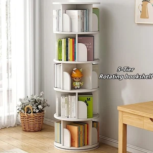 5Tier 360° Rotating Bookshelf Display Floor Standing Stackable Home Office Study - Picture 1 of 9