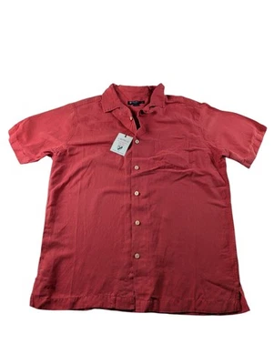 Daniel Cremieux Classics Mens Medium Button Up Silk/Linen Camp Shirt Salmon - Image 1 of 3