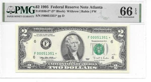 1995* Atlanta "Star" $2 FRN (F* Block) PMG 66 EPQ GEM UNC. (Starting with F000) - Picture 1 of 14