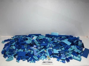 LEGO 980G Mix Blue Bricks Plates & Parts Bundle Tiles Round Slopes Pieces - 870 - Picture 1 of 9