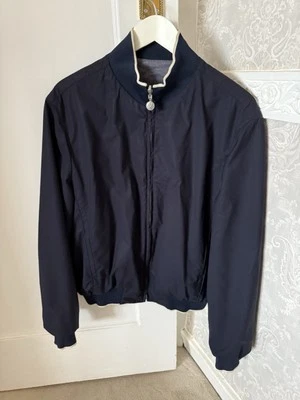 Preciosa Chaqueta Bomber Brioni Reversible Azul Marino Y Rayas XL TTS Foto 1 de 4