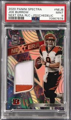 2020 PANINI SPECTRA NEXT ERA RELICS PSYCH #NEJB JOE BURROW 2/5 PSA 9 - Image 1 of 2