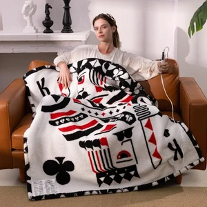 Heated Electric Blanket Throw 50 x 60” Double Sherpa Heating Throw Blanket Re... - Picture 1 of 9