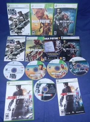 Xbox 360; Kane & Lynch Dead Men, Max Payne 3, Bionic Commando, Just Cause 2, VG - Image 1 of 4