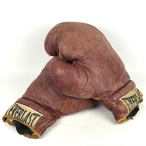 Guantes de boxeo de cuero rojo Everlast vintage años 50 años 60 años 70 gimnasio MMA UFC - Imagen 1 de 14