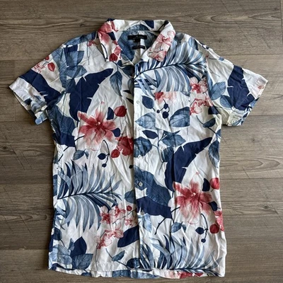 Рубашка Marc Anthony с цветочным узором на пуговицах средняя бывшая в употреблении приталенная 100% лиоцен - Изображение 1 из 4