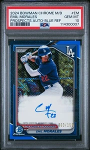 Mega Caja Bowman 2024 Cromo Autógrafo Emil Morales Azul Ref 063/150 PSA 10 - Imagen 1 de 2