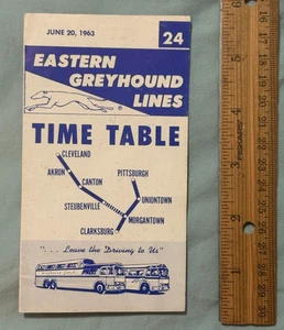 Q VINTAGE June 20, 1963 West Virginia Eastern Greyhound Bus Lines Time Table - Picture 1 of 2