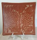 Vintage Red Clay Terra Cotta Hand Etched Grapes And Vines Plate/Platter/Dish