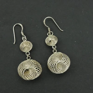 Vintage Sterling Silber Spirale Infinity Twist Tropfen Haken Ohrringe Ohrhänger 925 - Bild 1 von 5