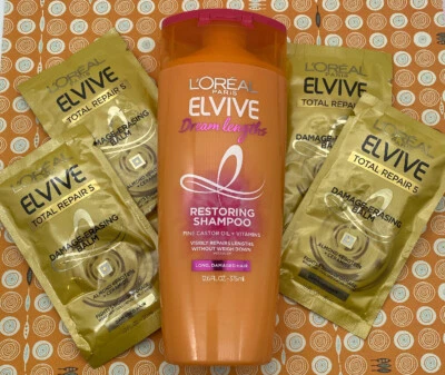 L'Oreal Paris Elvive Dream Lengths Restoring Shampoo Long Damaged & 4 Balms - Image 1 of 4