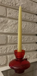 Mid Century Modern Red Glass Candleholder - Picture 1 of 12