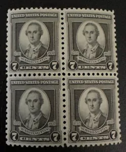 Estampillas de Estados Unidos #712 MNH OG 7¢ Washington bloque de 4 - Imagen 1 de 2