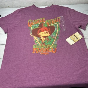 NWT Wrangler George Strait Rodeo Heather Purple Graphic T-Shirt Women’s Medium - Picture 1 of 9