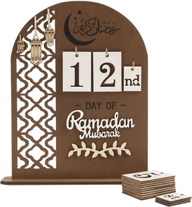 Ramadan Countdown Calendar 2025 Wooden Eid Advent Calendar 30 Day Count Wood Cou - Picture 1 of 12