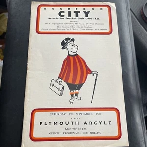 Bradford City V Plymouth Argyle Football Programme 19th Sep 1970 - Picture 1 of 2