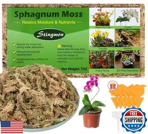 7oz Premium Sphagnum Moss Orchid Potting Mix, 8QT Natural Peat Moss for Plant - Picture 1 of 5