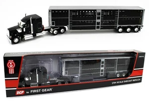 DCP 1:64 *BLACK* Kenworth W990 High Roof & WILSON LIVESTOCK TRAILER NIB - Picture 1 of 8