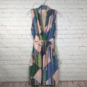Bar III Sleeveless Surplice Dress Womans Medium Patchwork Floral - Picture 1 of 6