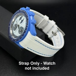 Watch Strap For Omega X Swatch Mission to the Super Blue Moonphase White / Blue - Picture 1 of 5